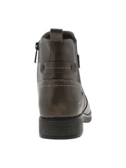 Boots bronze à talon décroché bas avec un zip et un soufflet élastiqué