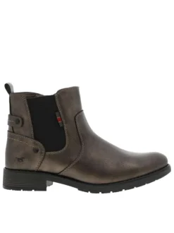 Boots bronze à talon décroché bas avec un zip et un soufflet élastiqué