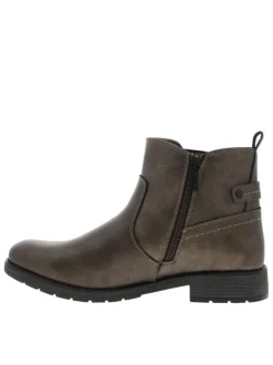 Boots bronze à talon décroché bas avec un zip et un soufflet élastiqué