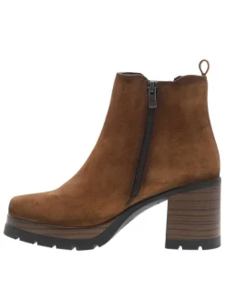 Boots brunes avec semelle à talon décroché haut et soufflets élastiqués