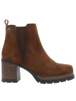 Boots brunes avec semelle à talon décroché haut et soufflets élastiqués