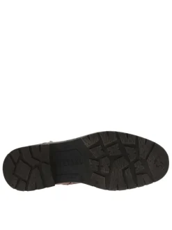Boots brunes à talon décroché bas avec un zip et un soufflet élastiqué