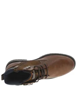 Boots brunes à talon décroché bas avec 2 zips et des lacets ronds