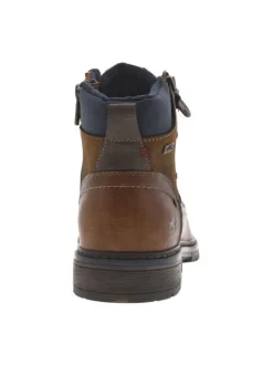 Boots brunes à talon décroché bas avec 2 zips et des lacets ronds