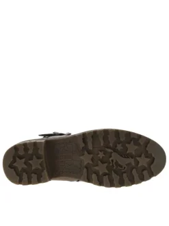 Boots brunes à talon décroché moyen et à zip avec une semelle crantée