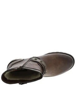 Boots brunes à talon décroché moyen et à zip avec une semelle crantée