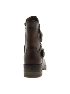 Boots brunes à talon décroché moyen et à zip avec une semelle crantée