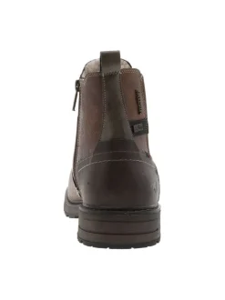 Boots café à talon décroché bas avec un zip et un soufflet élastiqué