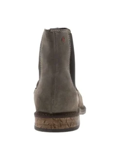 Boots Chelsea grises en cuir nubuck à talon bas et tige souple à revers