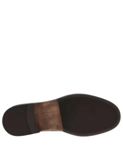 Boots Chelsea grises en cuir nubuck à talon bas et tige souple à revers