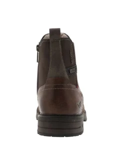Boots chocolat à talon décroché bas avec un zip et un soufflet élastiqué