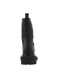 Boots chunky en cuir noires à semelles décrochés moyen