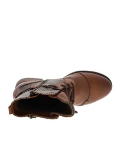 Boots de couleur marron et imprimé pied de poule avec double fermeture zippée sur les côtés