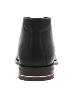 Boots de ville noires en cuir à talon plat avec lacets ronds style corde