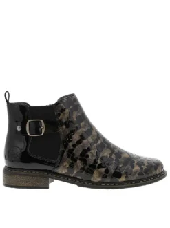 Boots en cuir bronze à talon décroché bas avec un zip et un soufflet élastiqué