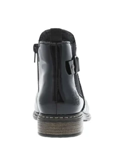 Boots en cuir bronze à talon décroché bas avec un zip et un soufflet élastiqué