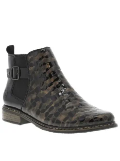 Boots en cuir bronze à talon décroché bas avec un zip et un soufflet élastiqué