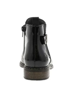 Boots en cuir bronze à talon décroché bas avec un zip et un soufflet élastiqué