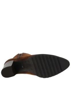 Boots en cuir brunes avec semelle à talon décroché moyen et glissière