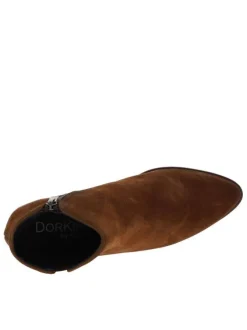 Boots en cuir brunes avec semelle à talon décroché moyen et glissière