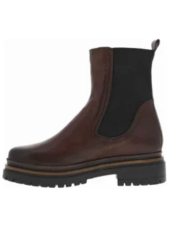 Boots en cuir chocolat avec contrefort renforcé et fermeture à soufflet élastiqué