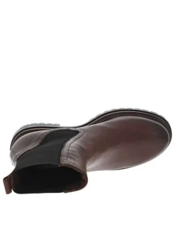 Boots en cuir chocolat avec contrefort renforcé et fermeture à soufflet élastiqué