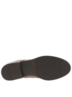 Boots en cuir cognac à talon décroché bas avec un zip sur le devant