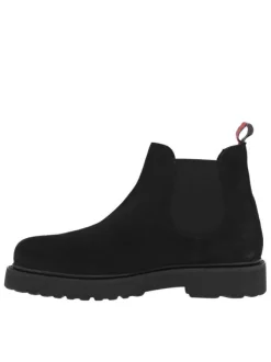 Boots en cuir de vachette noir avec une languette d'aisance
