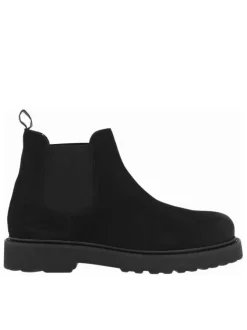 Boots en cuir de vachette noir avec une languette d'aisance