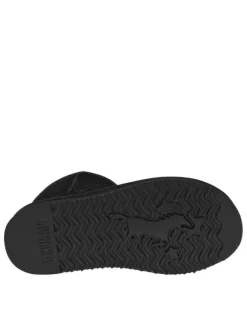 Boots en cuir de vachette noir, fourrées en laine, à semelle plate adhérente