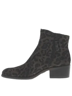 Boots en cuir léopard avec semelle à talon décroché moyen et à zip