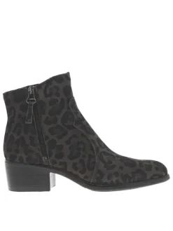 Boots en cuir léopard avec semelle à talon décroché moyen et à zip