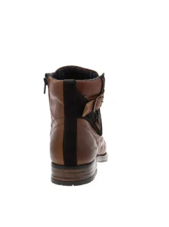 Boots en cuir marron avec fermeture à zip et lacets tressés marrons