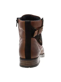 Boots en cuir marron avec fermeture à zip et lacets tressés marrons