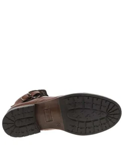 Boots en cuir marron avec fermeture à zip et lacets tressés marrons