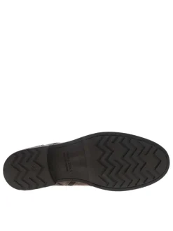 Boots en cuir marron avec une fermeture zippée lacets ronds et languette d'aisance