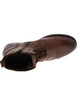 Boots en cuir marron avec une fermeture zippée lacets ronds et languette d'aisance