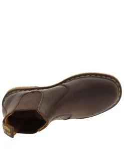 Boots en cuir marron à talon décroché bas avec des soufflets élastiqués