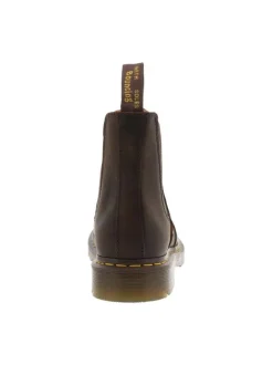 Boots en cuir marron à talon décroché bas avec des soufflets élastiqués