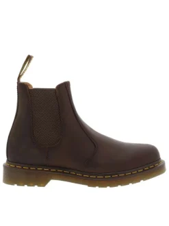 Boots en cuir marron à talon décroché bas avec des soufflets élastiqués