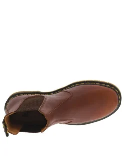 Boots en cuir marron à talon plat et à bandes élastiquées sur les côtés
