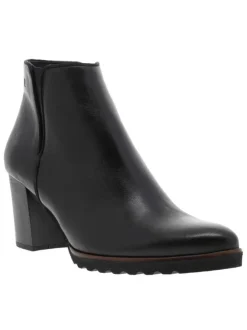 Boots en cuir noires avec semelle à talon décroché moyen et fermeture à zip