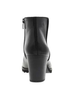 Boots en cuir noires avec semelle à talon décroché moyen et fermeture à zip