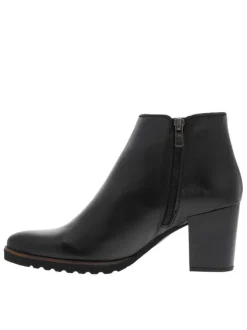 Boots en cuir noires avec semelle à talon décroché moyen et fermeture à zip