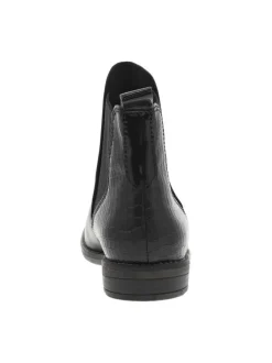 Boots en cuir noires avec soufflet élastiqué et semelle extérieure antidérapante