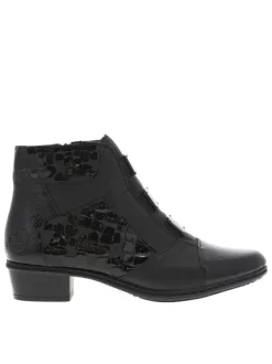 Boots en cuir noires à talon décroché bas avec un zip côté interne