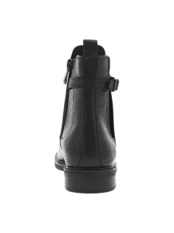Boots en cuir noires à talon décroché bas avec zip et soufflet élastiqué