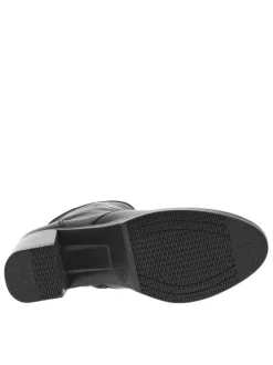 Boots en cuir noires à talon décroché moyen avec une trépointe cousue