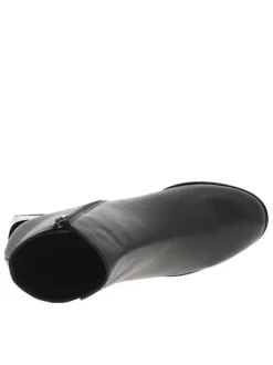 Boots en cuir noires à talon décroché moyen, à zip avec surpiqûre ton sur ton