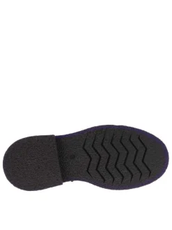 Boots en cuir noires à talon plat avec languette arrière violette pour faciliter la mise aux pieds